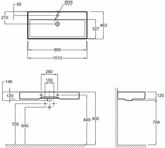 Керамическая раковина Jacob Delafon VIVIENNE 100х46 см, белая  EXBJ112-00 00000089441