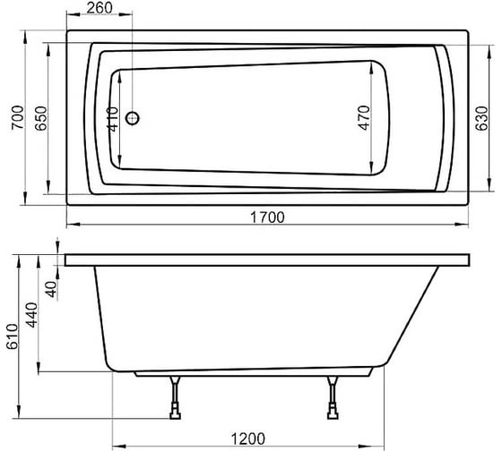Ванна Ravak DOMINO PLUS 170x70, белая C632R00000