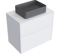 Комплект тумба с раковиной AM.PM тумба Func 2 ящика, 80 см, белый матовый + ESPIRAL раковина накладная прямоугольная 370x500, серый матовый M8FFUX0802WMWMESP0430