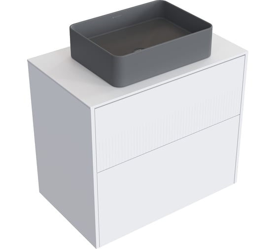 Комплект тумба с раковиной AM.PM тумба Func 2 ящика, 80 см, белый матовый + ESPIRAL раковина накладная прямоугольная 370x500, серый матовый M8FFUX0802WMWMESP0430 1
