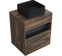 Комплект тумба с раковиной AM.PM тумба Func 1 ящик (pull-out), подвесная, 60 см, цвет дерево текстурир-ое + ESPIRAL раковина накладная квадратная 370x370, черный матовый M8FFUX0601OFOFESP0340