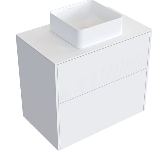Комплект тумба с раковиной AM.PM тумба Func 2 ящика, 80 см, белый матовый + ESPIRAL раковина накладная квадратная 370x370, белый матовый M8FFUX0802WMWMESP0320 1
