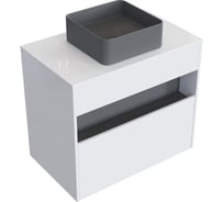 Комплект тумба с раковиной AM.PM тумба Func 1 ящик (pull-out), подвесная, 80 см, цвет белый глянец + ESPIRAL раковина накладная квадратная 370x370, серый матовый M8FFUX0801WGWGESP0330