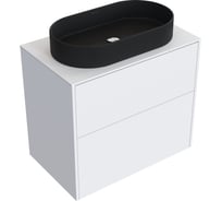 Комплект тумба с раковиной AM.PM тумба Func 2 ящика, 80 см, белый матовый + ESPIRAL раковина накладная овальная 390x600, черный матовый M8FFUX0802WMWMESP0240
