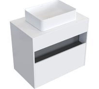 Комплект тумба с раковиной AM.PM тумба Func 1 ящик (pull-out), подвесная, 80 см, цвет белый глянец + ESPIRAL раковина накладная прямоугольная 370x500, белый матовый M8FFUX0801WGWGESP0420