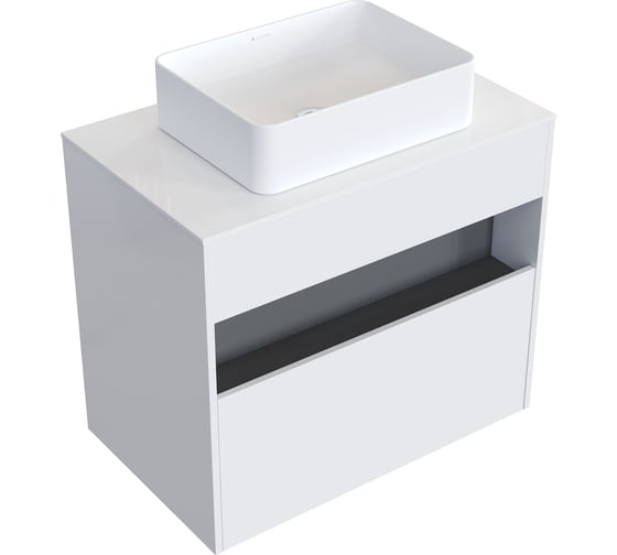 Комплект тумба с раковиной AM.PM тумба Func 1 ящик (pull-out), подвесная, 80 см, цвет белый глянец + ESPIRAL раковина накладная прямоугольная 370x500, белый матовый M8FFUX0801WGWGESP0420 1