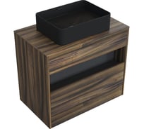Комплект тумба с раковиной AM.PM тумба Func 1 ящик (pull-out), подвесная, 80 см, цвет дерево текстурир-ое + ESPIRAL раковина накладная прямоугольная 370x500, черный матовый M8FFUX0801OFOFESP0440
