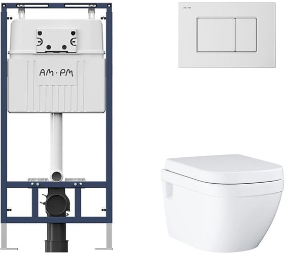 Комплект AM.PM MasterFit инсталляция для подвесного унитаза с клавишей ProC S, бел глянц + Унитаз GROHE Euro Ceramic подвесной с сиденьем с микролифтом, альпин-белый (39703000) I012710.020139703000 1