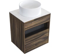 Комплект тумба с раковиной AM.PM Тумба Func, 1 ящик (pull-out), подвесная, 60 см, цвет дерево текстурир-ое/белый глянец + ESPIRAL Раковина накладная круглая D400, белый глянцевый M8FFUX0601OFWGESP0110
