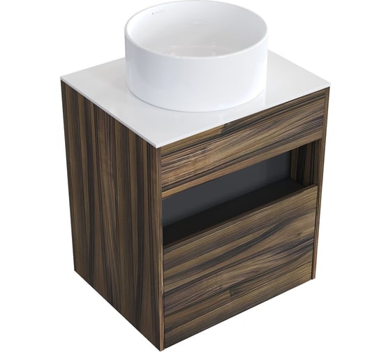 Комплект тумба с раковиной AM.PM Тумба Func, 1 ящик (pull-out), подвесная, 60 см, цвет дерево текстурир-ое/белый глянец + ESPIRAL Раковина накладная круглая D400, белый глянцевый M8FFUX0601OFWGESP0110 1
