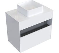 Комплект тумба с раковиной AM.PM Тумба Func, 1 ящик (pull-out), подвесная, 80 см, цвет белый глянец + ESPIRAL Раковина накладная квадратная 370*370, белый глянцевый M8FFUX0801WGWGESP0310