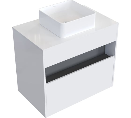 Комплект тумба с раковиной AM.PM Тумба Func, 1 ящик (pull-out), подвесная, 80 см, цвет белый глянец + ESPIRAL Раковина накладная квадратная 370*370, белый глянцевый M8FFUX0801WGWGESP0310 1