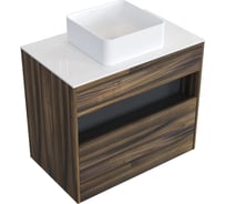 Комплект тумба с раковиной AM.PM Тумба Func, 1 ящик (pull-out), подвесная, 80 см, цвет дерево текстурир-ое/белый глянец + ESPIRAL Раковина накладная квадратная 370*370, белый матовый M8FFUX0801OFWGESP0320