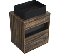 Комплект тумба с раковиной AM.PM Тумба Func, 1 ящик (pull-out), подвесная, 60 см, цвет дерево текстурир-ое + ESPIRAL Раковина накладная прямоугольная 370*500, черный матовый M8FFUX0601OFOFESP0440