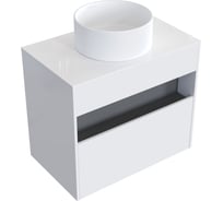 Комплект тумба с раковиной AM.PM Тумба Func, 1 ящик (pull-out), подвесная, 80 см, цвет белый глянец + ESPIRAL Раковина накладная круглая D400, белый матовый M8FFUX0801WGWGESP0120
