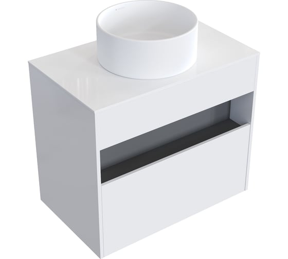 Комплект тумба с раковиной AM.PM Тумба Func, 1 ящик (pull-out), подвесная, 80 см, цвет белый глянец + ESPIRAL Раковина накладная круглая D400, белый матовый M8FFUX0801WGWGESP0120 1