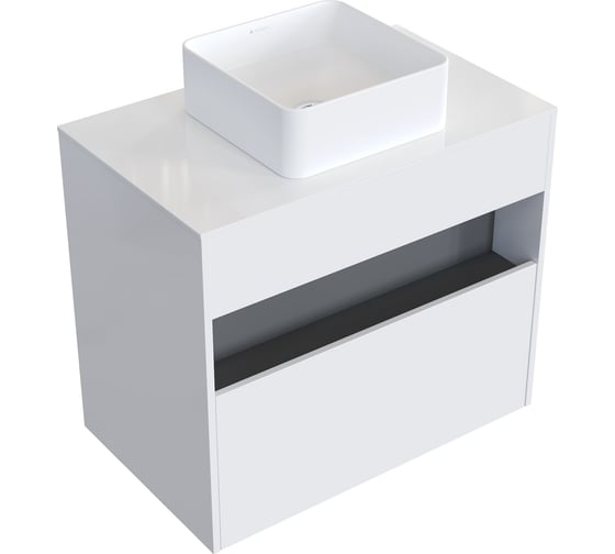 Комплект тумба с раковиной AM.PM Тумба Func, 1 ящик (pull-out), подвесная, 80 см, цвет белый глянец + ESPIRAL Раковина накладная квадратная 370*370, белый матовый M8FFUX0801WGWGESP0320 1