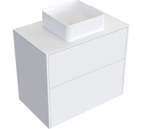 Комплект тумба с раковиной AM.PM Тумба Func, 2 ящика, подвесная, 80 см, белый матовый + ESPIRAL Раковина накладная квадратная 370*370, белый глянцевый M8FFUX0802WMWMESP0310