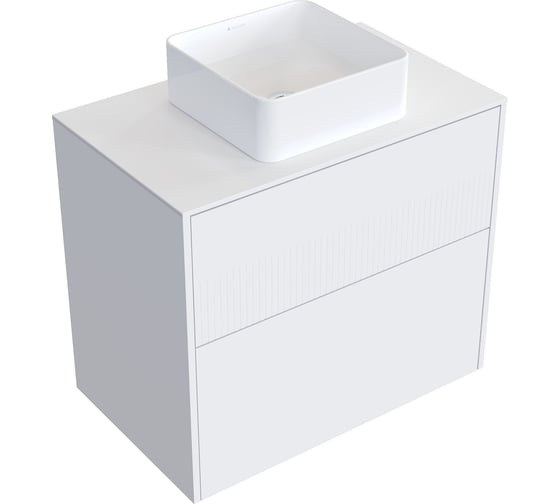 Комплект тумба с раковиной AM.PM Тумба Func, 2 ящика, подвесная, 80 см, белый матовый + ESPIRAL Раковина накладная квадратная 370*370, белый глянцевый M8FFUX0802WMWMESP0310 1