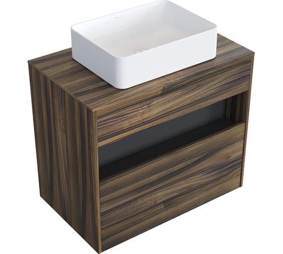 Комплект тумба с раковиной AM.PM Тумба Func, 1 ящик (pull-out), подвесная, 80 см, цвет дерево текстурир-ое + ESPIRAL Раковина накладная прямоугольная 370*500, белый матовый M8FFUX0801OFOFESP0420 1