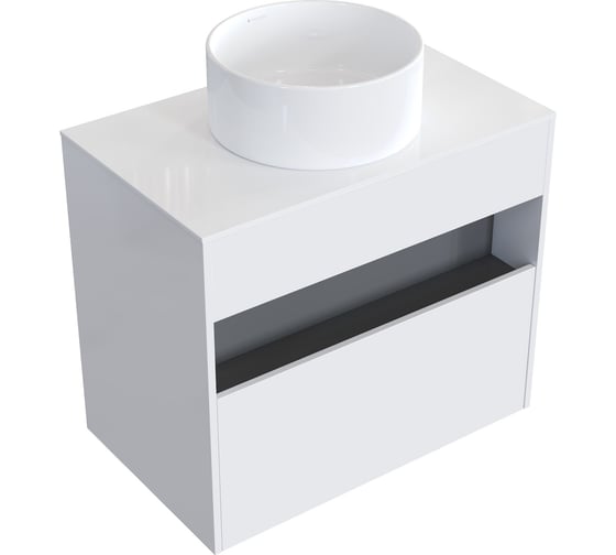 Комплект тумба с раковиной AM.PM Тумба Func, 1 ящик (pull-out), подвесная, 80 см, цвет белый глянец + ESPIRAL Раковина накладная круглая D400, белый глянцевый M8FFUX0801WGWGESP0110 1