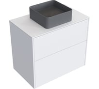 Комплект тумба с раковиной AM.PM Тумба Func, 2 ящика, 80 см, белый матовый + ESPIRAL Раковина накладная квадратная 370*370, серый матовый M8FFUX0802WMWMESP0330