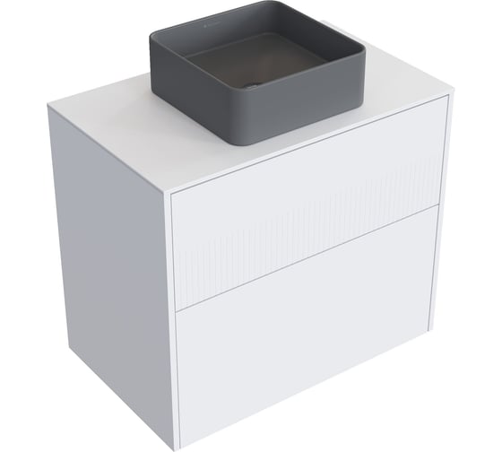 Комплект тумба с раковиной AM.PM Тумба Func, 2 ящика, 80 см, белый матовый + ESPIRAL Раковина накладная квадратная 370*370, серый матовый M8FFUX0802WMWMESP0330 1