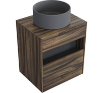 Комплект тумба с раковиной AM.PM Тумба Func, 1 ящик (pull-out), подвесная, 60 см, цвет дерево текстурир-ое + ESPIRAL Раковина накладная круглая D400, серый матовый M8FFUX0601OFOFESP0130