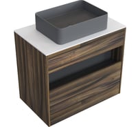 Комплект тумба с раковиной AM.PM Тумба Func, 1 ящик (pull-out), подвесная, 80 см, цвет дерево текстурир-ое/белый глянец + ESPIRAL Раковина накладная прямоугольная 370*500, серый матовый M8FFUX0801OFWGESP0430