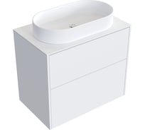 Комплект тумба с раковиной AM.PM Тумба Func, 2 ящика, 80 см, белый матовый + ESPIRAL Раковина накладная овальная 390*600, белый матовый M8FFUX0802WMWMESP0220