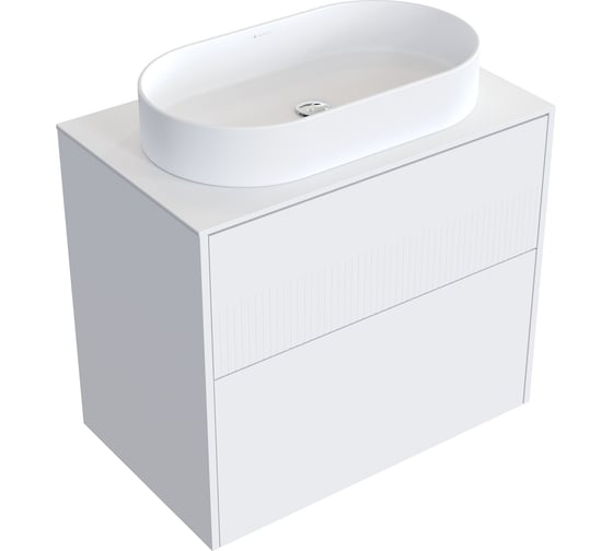 Комплект тумба с раковиной AM.PM Тумба Func, 2 ящика, 80 см, белый матовый + ESPIRAL Раковина накладная овальная 390*600, белый матовый M8FFUX0802WMWMESP0220 1
