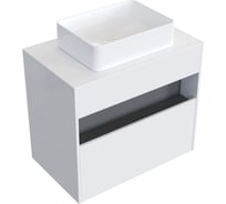 Комплект тумба с раковиной AM.PM Тумба Func, 1 ящик (pull-out), подвесная, 80 см, цвет белый глянец + ESPIRAL Раковина накладная прямоугольная 370*500, белый глянцевый M8FFUX0801WGWGESP0410