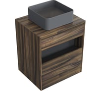 Комплект тумба с раковиной AM.PM Тумба Func, 1 ящик (pull-out), подвесная, 60 см, цвет дерево текстурир-ое + ESPIRAL Раковина накладная квадратная 370*370, серый матовый M8FFUX0601OFOFESP0330