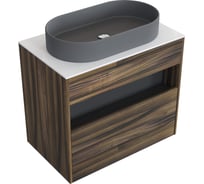 Комплект тумба с раковиной AM.PM Тумба Func, 1 ящик (pull-out), подвесная, 80 см, цвет дерево текстурир-ое/белый глянец + ESPIRAL Раковина накладная овальная 390*600, серый матовый M8FFUX0801OFWGESP0230