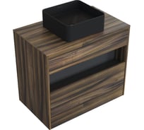 Комплект тумба с раковиной AM.PM Тумба Func, 1 ящик (pull-out), подвесная, 80 см, цвет дерево текстурир-ое + ESPIRAL Раковина накладная квадратная 370*370, черный матовый M8FFUX0801OFOFESP0340