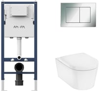 Комплект AM.PM I012709.0251 PrimeFit инсталляция для подвесного унитаза с клавишей PrimeFit S, хром глянц + EluPura Original S Унитаз подвесной 540x360, AquaFall, сиденье с микролифтом, белый I012709.0251HGSET012