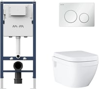 Комплект AM.PM Инсталляция I012709.0101 кл. PrimeFit L, б/гл + Унитаз GROHE Euro Ceramic подвесной с сиденьем с микролифтом, альпин-белый (39703000) I012709.010139703000