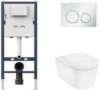 Комплект AM.PM Инстал. I012709.0101 кл. PrimeFit L, б/гл + EluPura Original S Унитаз подвесной 540x360, AquaFall, сиденье с микролифтом, белый I012709.0101HGSET012