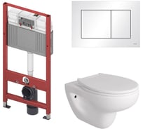 Комплект Alentori TECEbase 2.0 с кронштейнами, панель смыва TECEnow белая +  FLUIRE 901 Унитаз подвесной безободковый, быстросъёмное сиденье с микролифтом, белый глян. 9400413AL.FLU40901.W