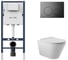 Комплект AM.PM I012709.0138 PrimeFit инсталляция для подвесного унитаза с клавишей PrimeFit L, мат.черный + Унитаз подвесной 525*360 безободковый, сиденье Soft-Close, белый глянцевый, форма конус I012709.0138C0110 1