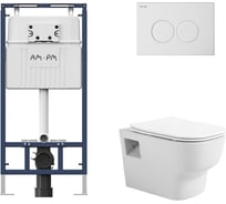 Комплект AM.PM MasterFit инсталляция для подвесного унитаза с клавишей ProC L, бел глянц + Подвесной безободковый унитаз AVIMANO Tradition с крышкой-сидением из дюропласта с функцией soft-close и quick release I012710.01011000090