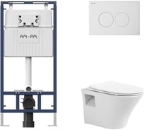 Комплект AM.PM MasterFit инсталляция для подвесного унитаза с клавишей ProC L, бел глянц + Подвесной безободковый унитаз AVIMANO Promotion с крышкой-сидением из дюропласта с функцией soft-close и quick release I012710.01011000080