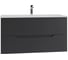 Тумба подвесная ORANGE Лайн 100 черная с раковиной. Li-100Tub+Ra 6