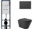 Комплект AM.PM ErgoFit инсталляция для подвесного унитаза с клавишей ErgoFit L пластик, черный матовый + унитаз подвесной 525x360 безободковый, сиденье Soft-Close, черный матовый, форма конус I012711.0138C0140 1