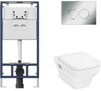 Комплект AM.PM MasterFit инсталляция для подвесного унитаза с клавишей ProC L, хром глянц + CreekTide Q унитаз подвесной 540x360, сиденье с микролифтом, безободковый, белый I012710.0151HGSET001