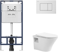 Комплект AM.PM MasterFit инсталляция для подвесного унитаза с клавишей ProC S, белый глянц + подвесной безободковый унитаз AVIMANO Promotion с крышкой-сидением из дюропласта с функцией soft-close и quick release I012710.02011000080