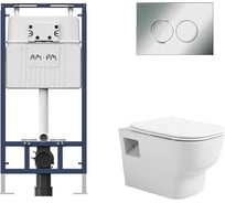 Комплект AM.PM MasterFit инсталляция для подвесного унитаза с клавишей ProC L, хром глянц + подвесной безободковый унитаз AVIMANO Tradition с крышкой-сидением из дюропласта с функцией soft-close и quick release I012710.01511000090