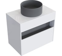 Комплект тумба с раковиной AM.PM Тумба Func, 1 ящик (pull-out), подвесная, 80 см, цвет белый глянец + ESPIRAL Раковина накладная круглая D400, серый матовый M8FFUX0801WGWGESP0130