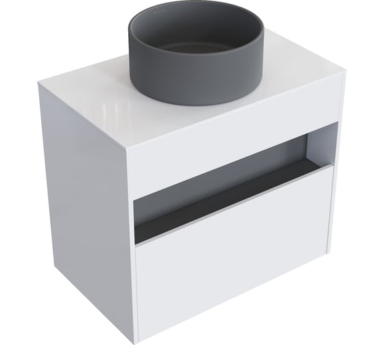 Комплект тумба с раковиной AM.PM Тумба Func, 1 ящик (pull-out), подвесная, 80 см, цвет белый глянец + ESPIRAL Раковина накладная круглая D400, серый матовый M8FFUX0801WGWGESP0130 1