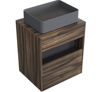 Комплект тумба с раковиной AM.PM Тумба Func, 1 ящик (pull-out), подвесная, 60 см, цвет дерево текстурир-ое + ESPIRAL Раковина накладная прямоугольная 370*500, серый матовый M8FFUX0601OFOFESP0430